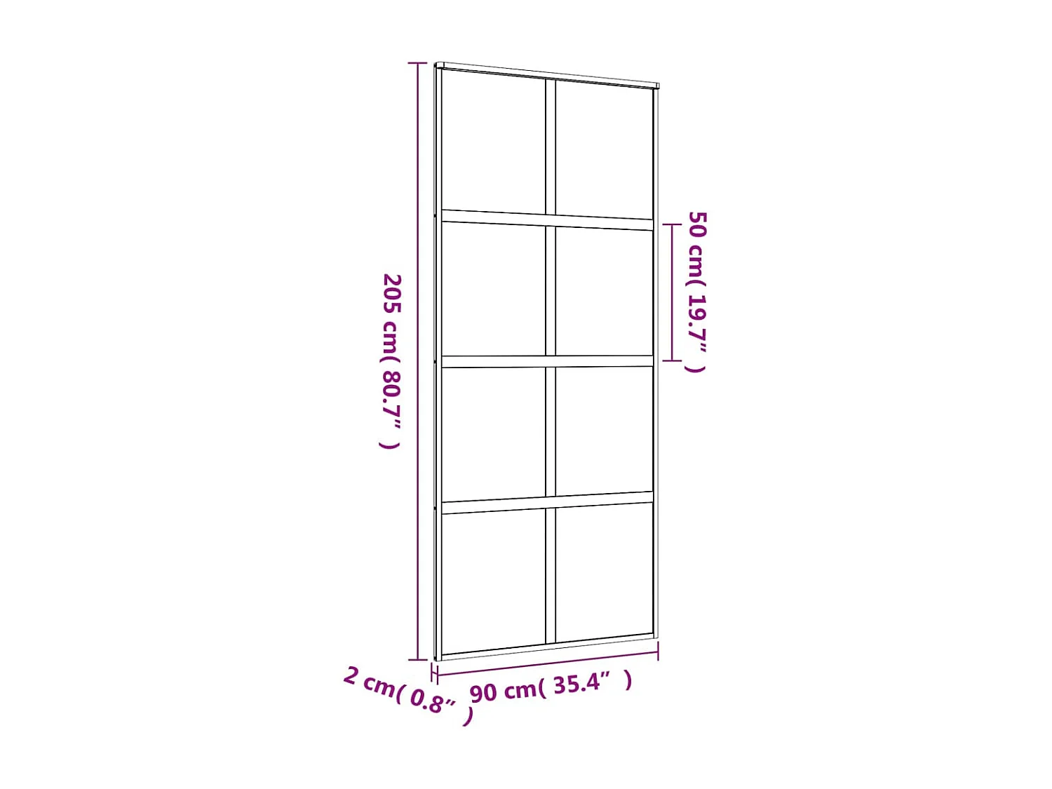 Porte coulissante doré 90x205 cm verre ESG clair et aluminium