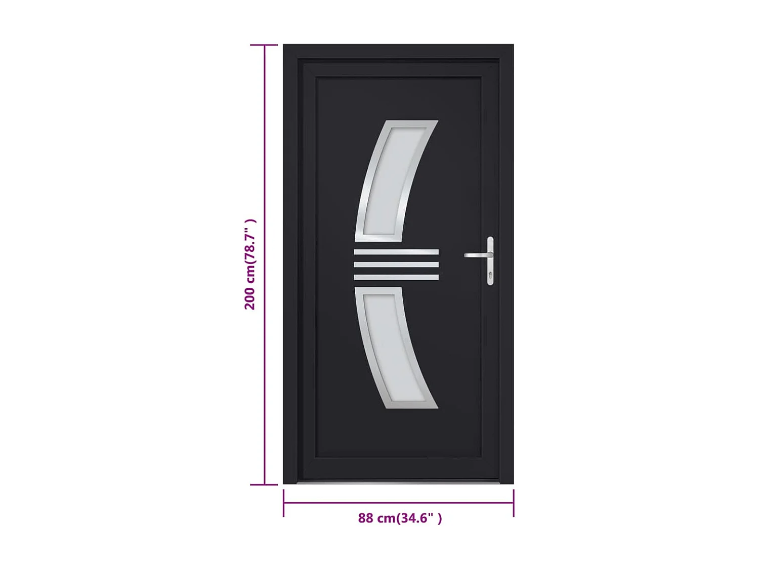 Porta d'ingresso antracite 88x200 cm PVC