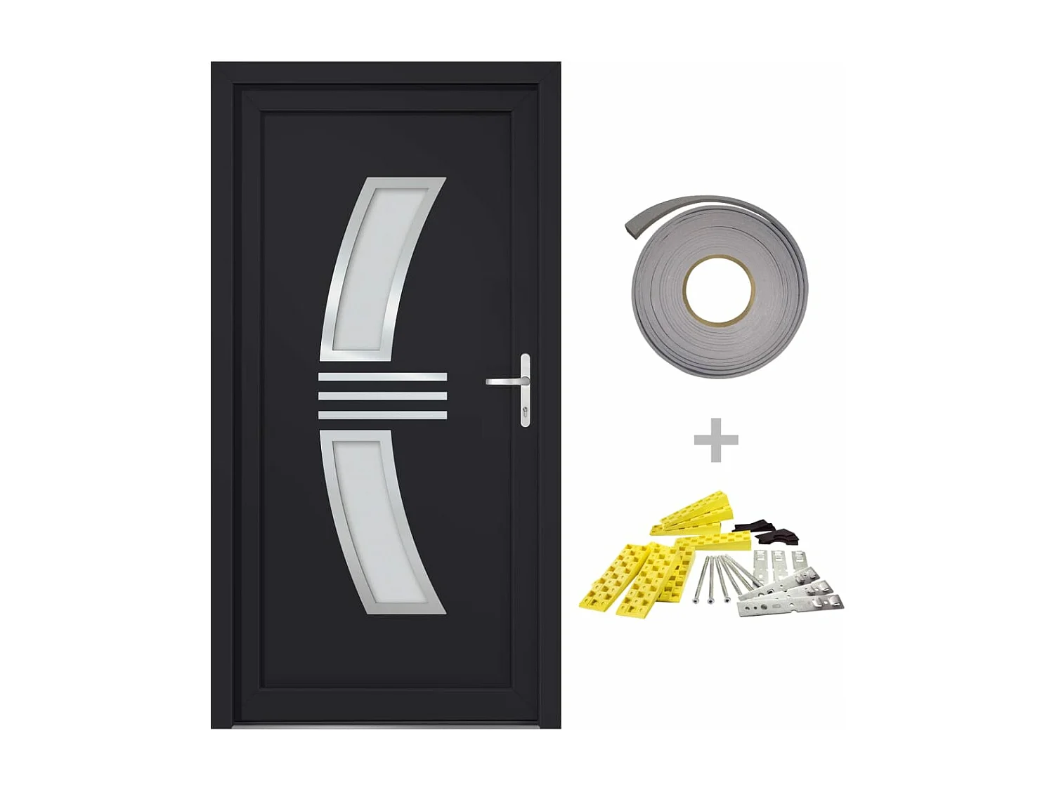 Porta d'ingresso antracite 88x200 cm PVC