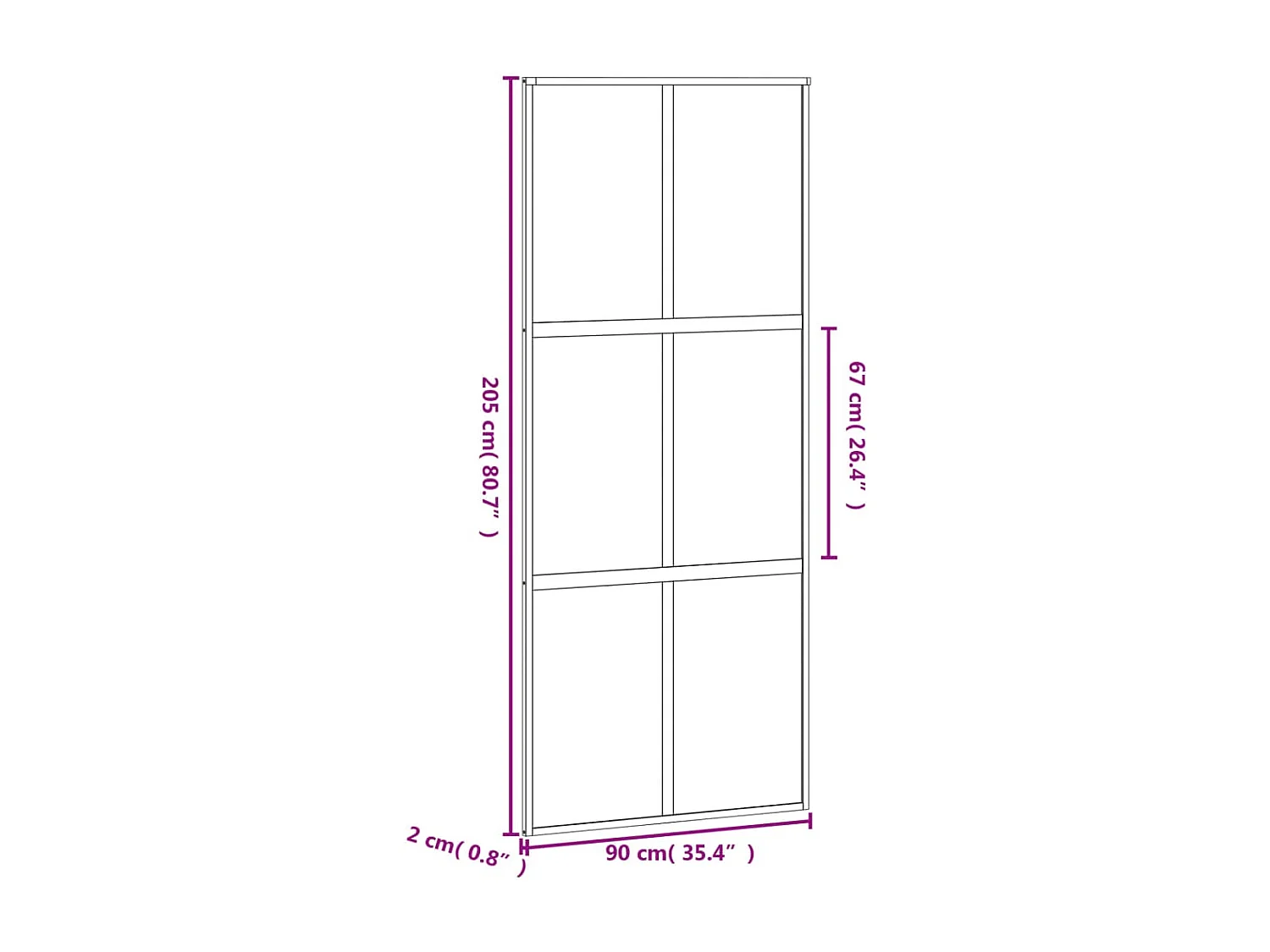 Porte coulissante noir 90x205 cm verre trempé aluminium