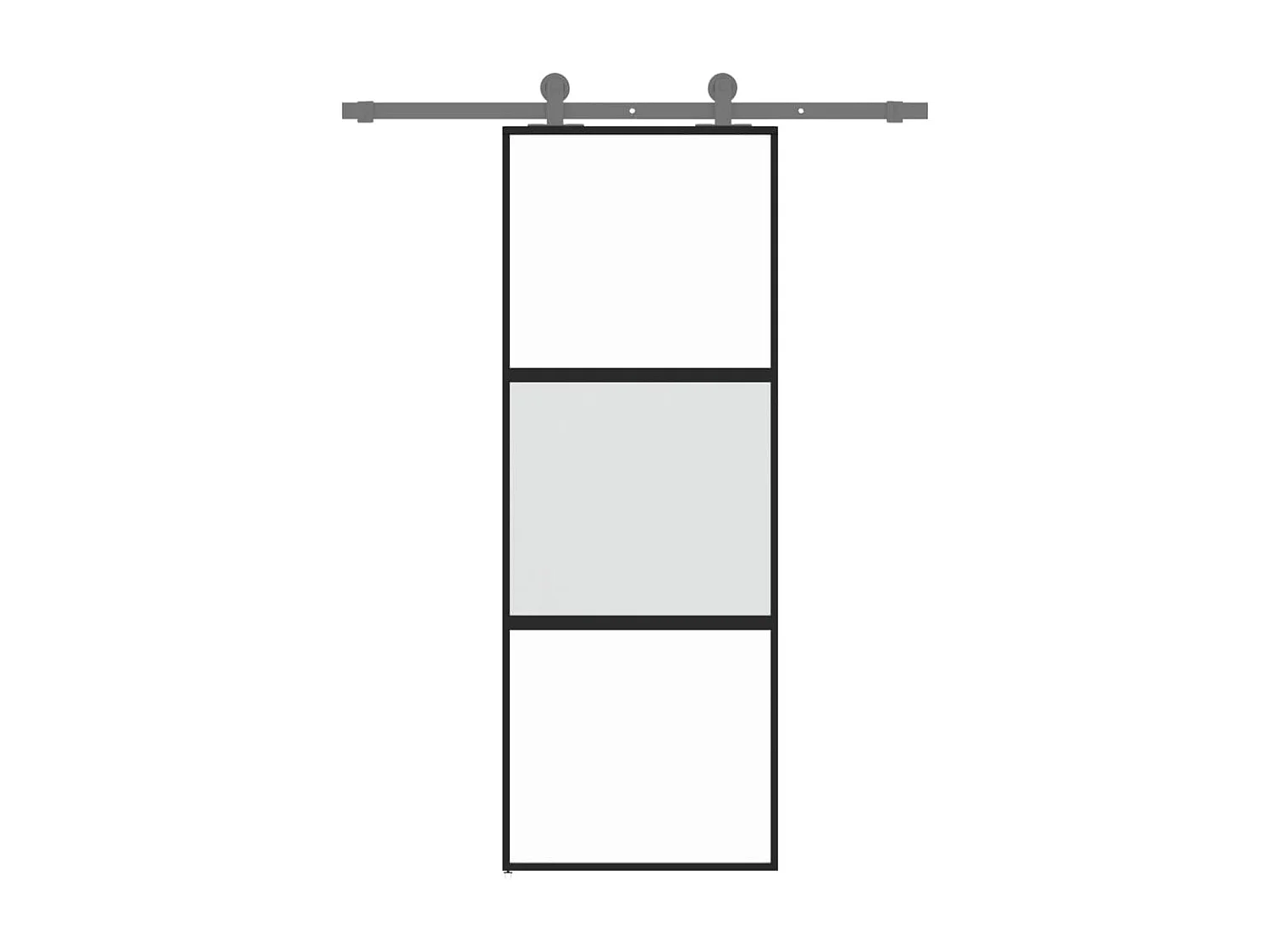Schwarze Schiebetür 76x205 cm aus gehärtetem Aluminiumglas