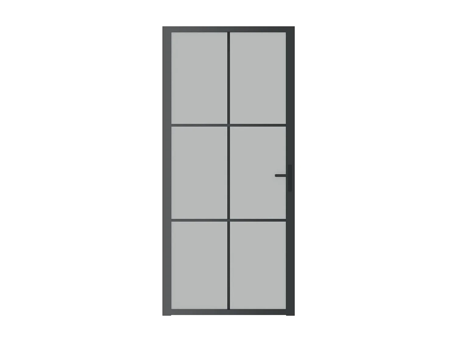 Innentür 93x201,5 cm Schwarz Mattglas und Aluminium