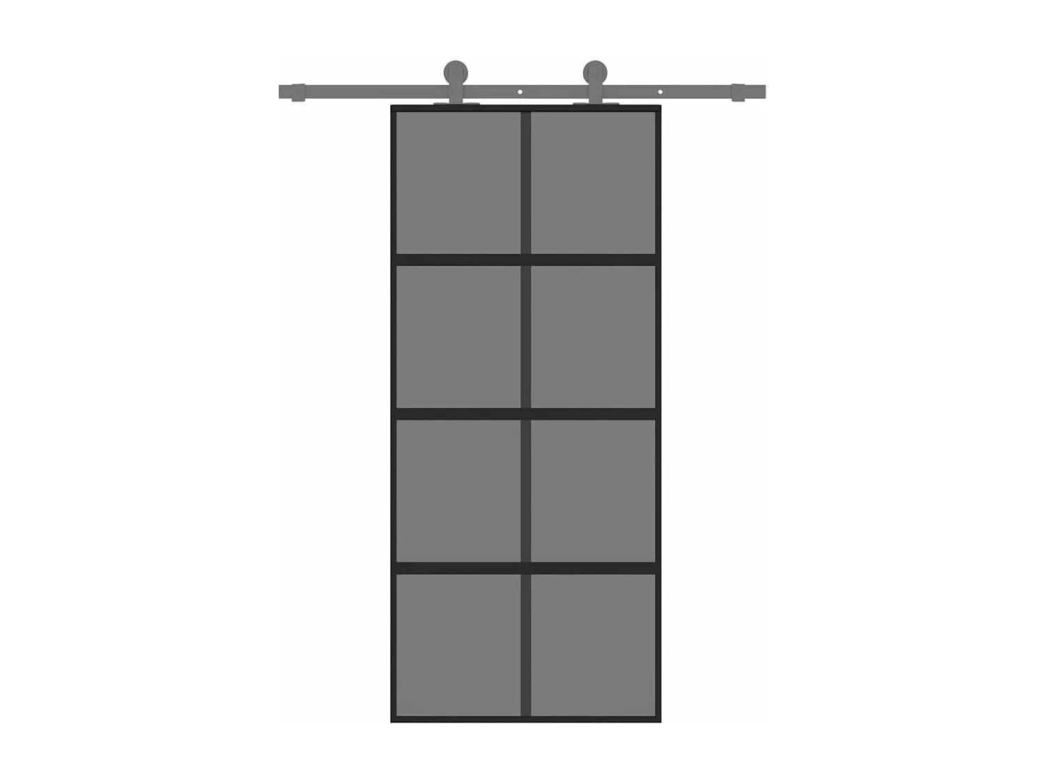 Schwarze Schiebetür 90x205 cm aus gehärtetem Aluminiumglas