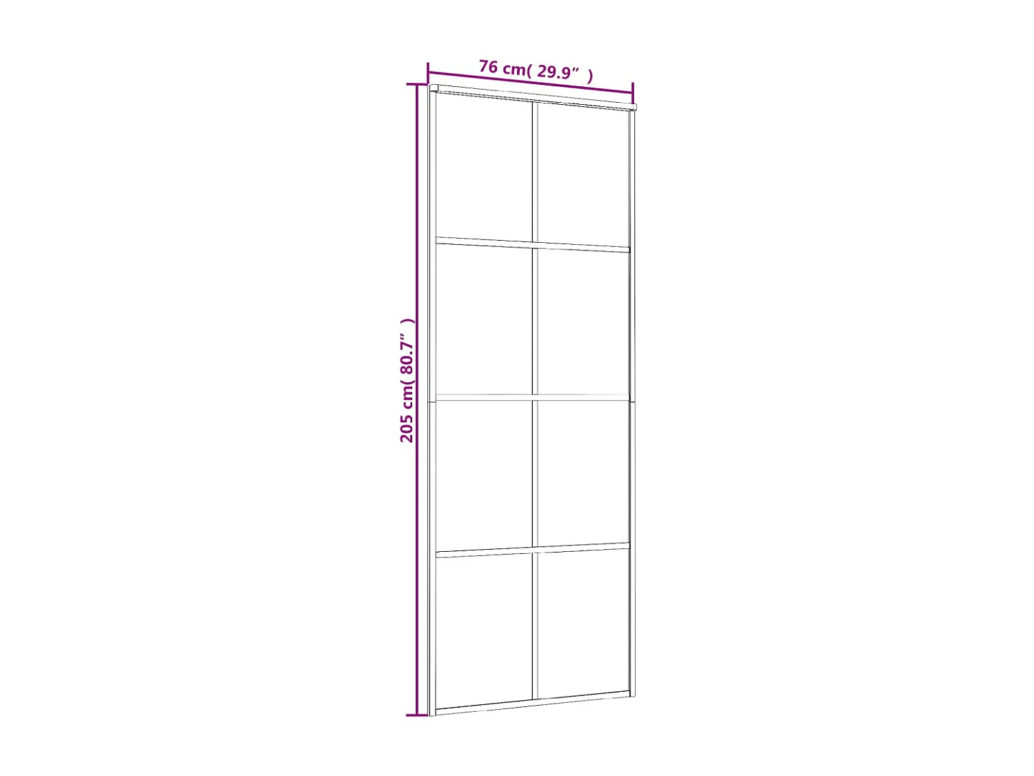 Porte coulissante Noir 76x205 cm Verre ESG et aluminium