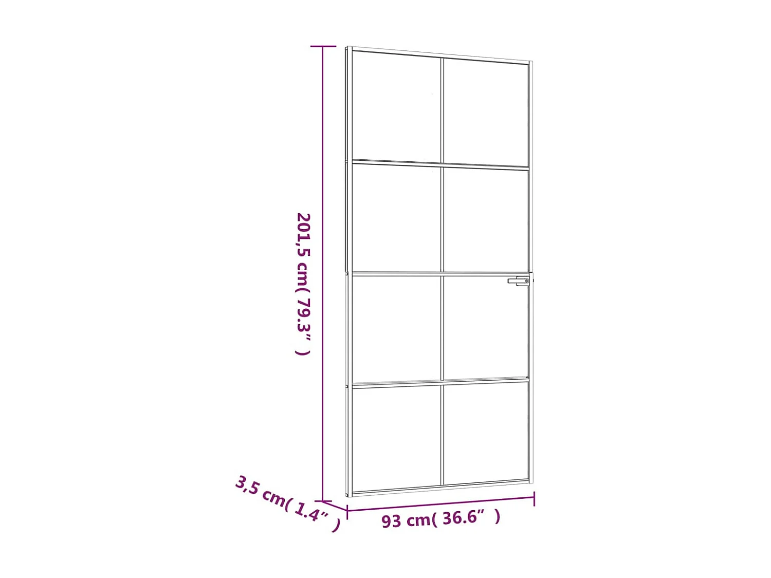 Innentür Weiß 93x201,5 cm Gehärtetes dünnes Aluminiumglas