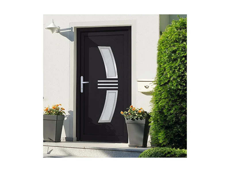 Porta d'ingresso antracite 88x200 cm PVC