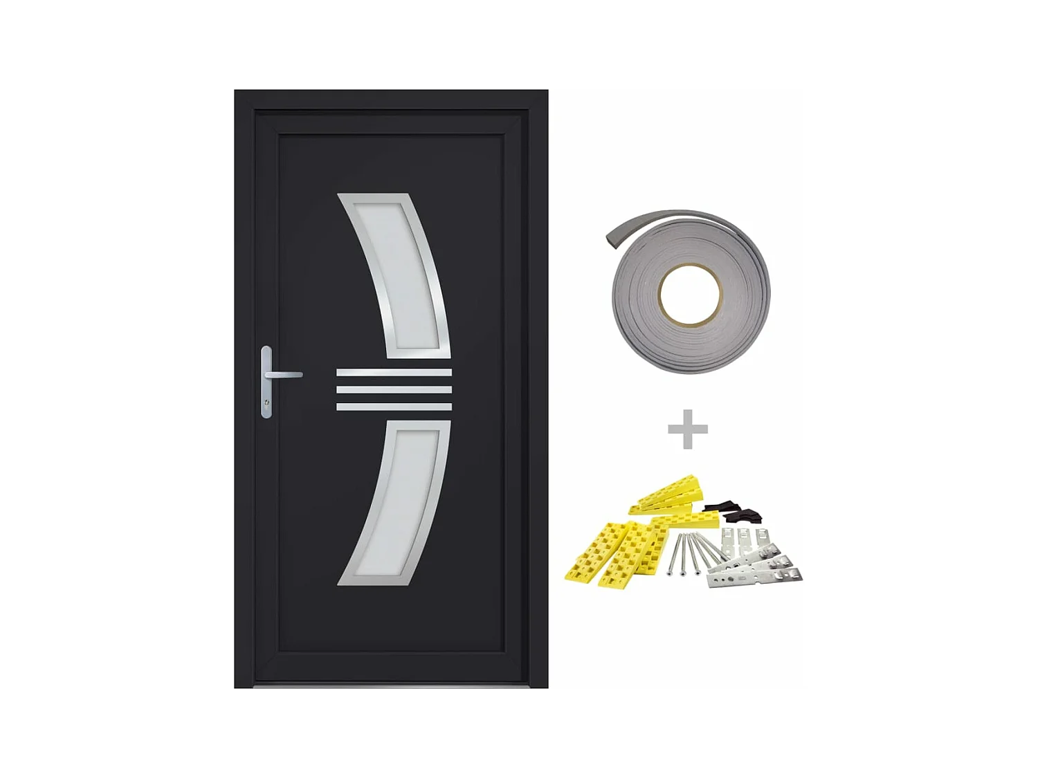 Porta d'ingresso antracite 88x200 cm PVC