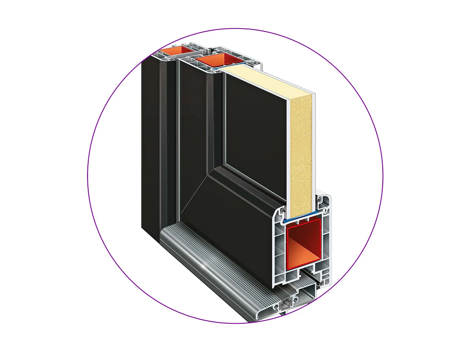 Porta d'ingresso antracite 88x200 cm PVC
