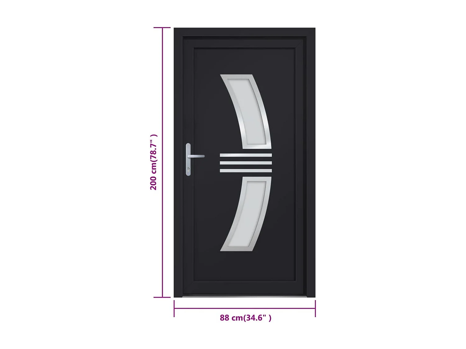 Porte d'entrée anthracite 88x200 cm PVC