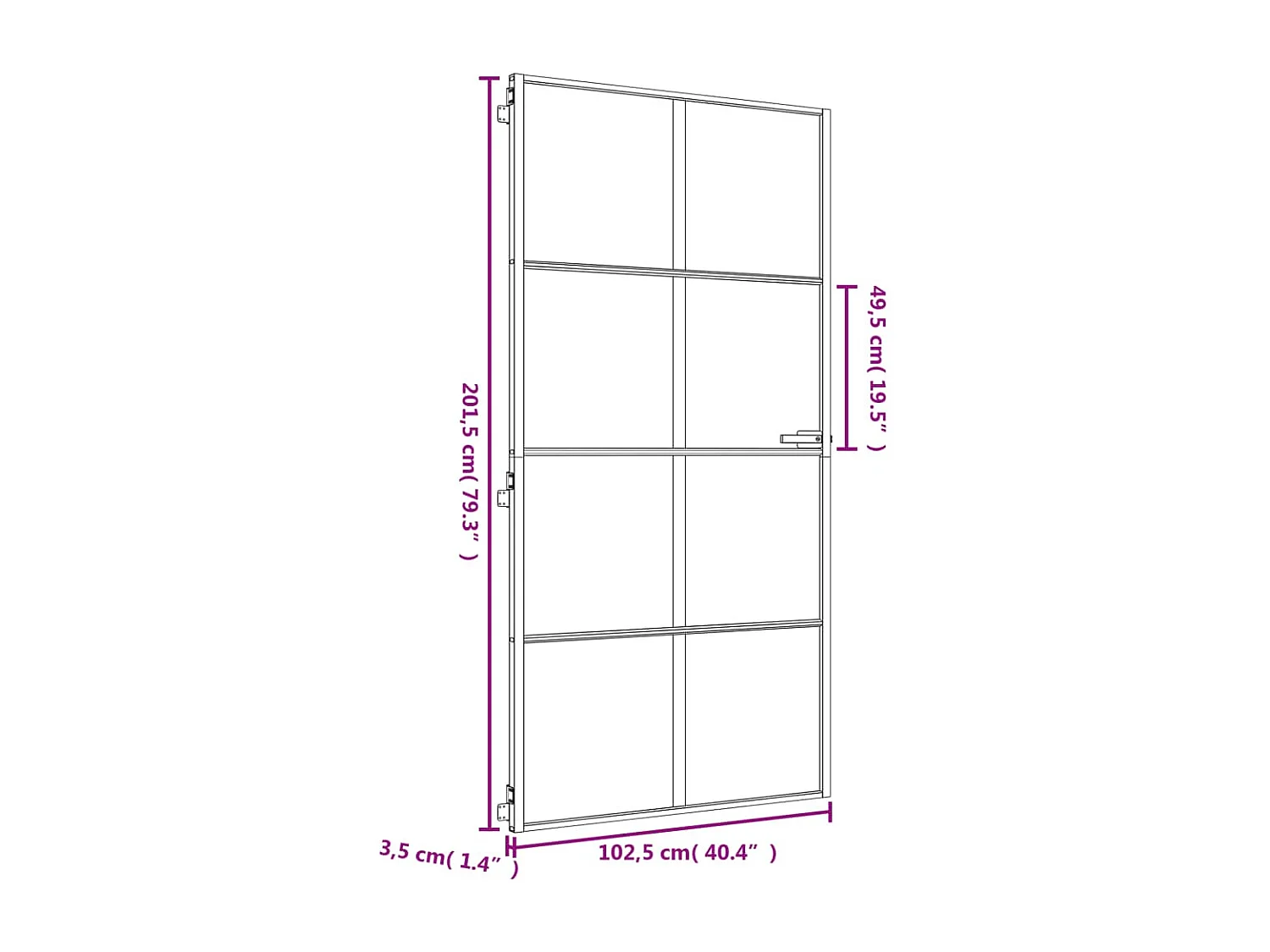 Puerta interior de aluminio de vidrio templado dorado fino