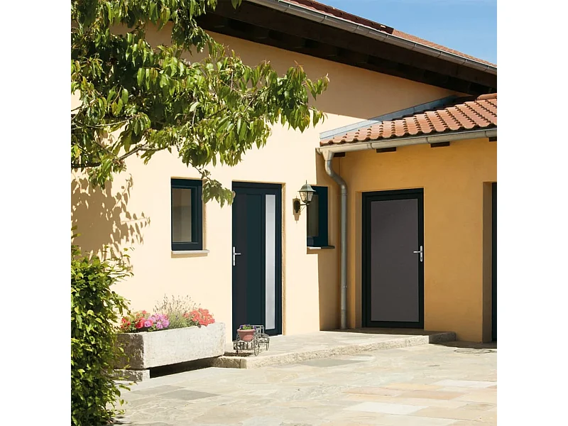 Porta d'ingresso antracite 108x208 cm PVC
