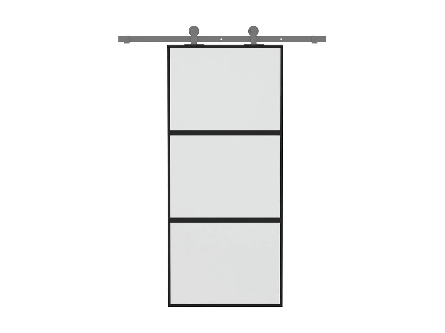 Porte coulissante noir 90x205 cm verre trempé aluminium