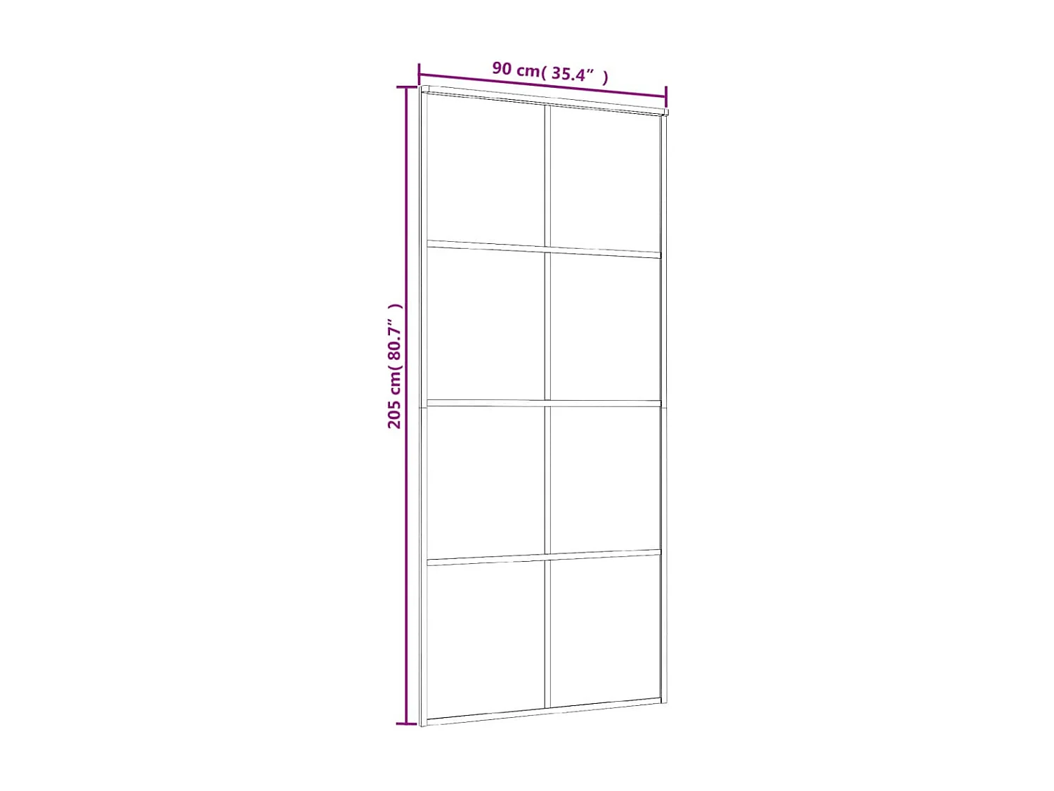 Porta scorrevole nera 90x205 cm vetro ESG e alluminio