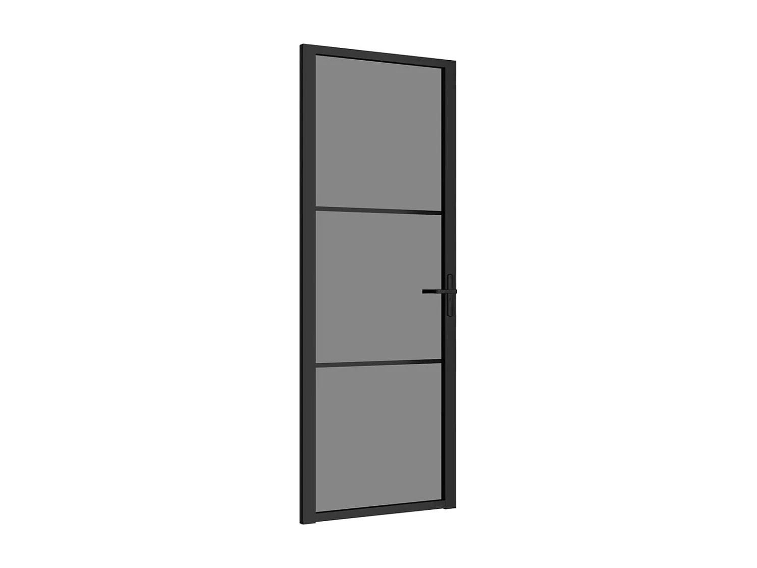 Porte intérieure 76x201,5 cm Noir Verre ESG et aluminium