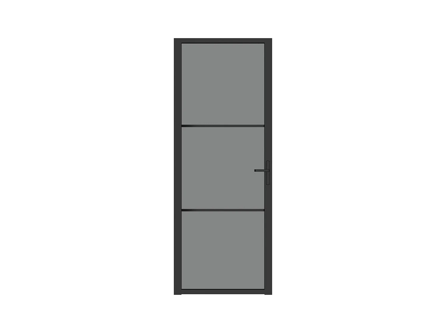 Innentür 76x201,5 cm Schwarzes ESG-Glas und Aluminium