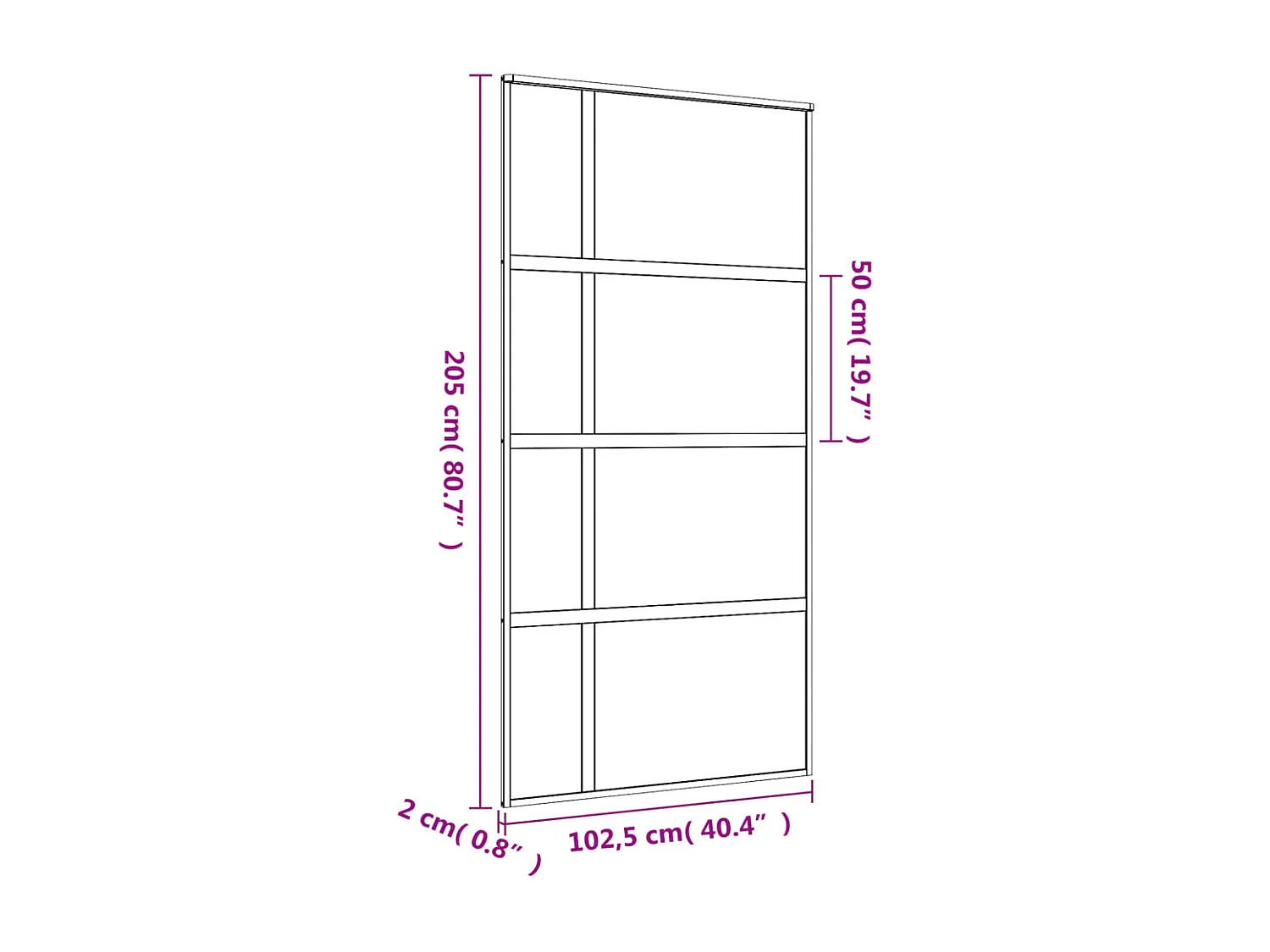 Puerta corredera dorada 102,5x205cm cristal ESG transparente y aluminio