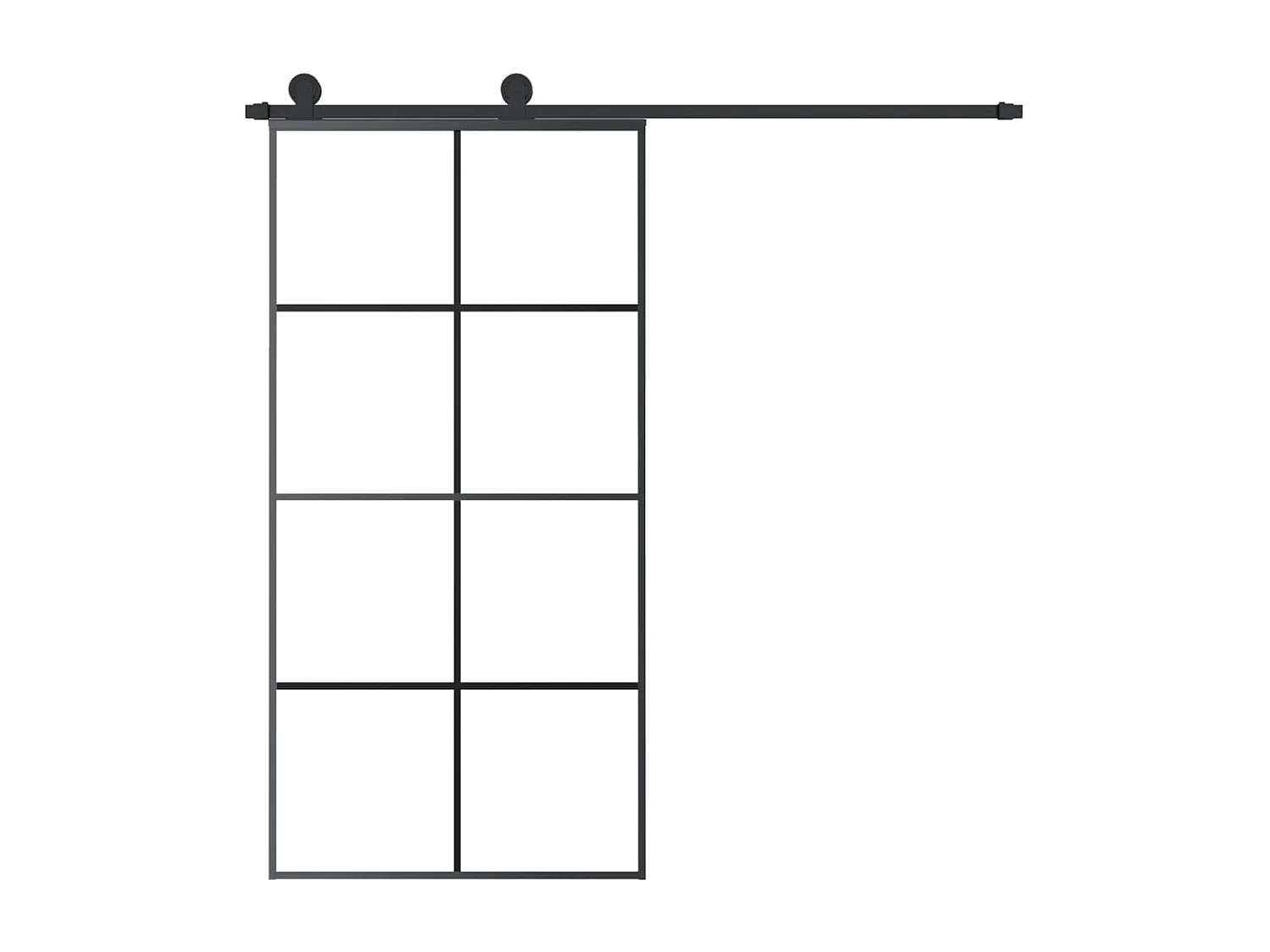 Porte coulissante et kit de quincaillerie 102,5x205cm Verre ESG