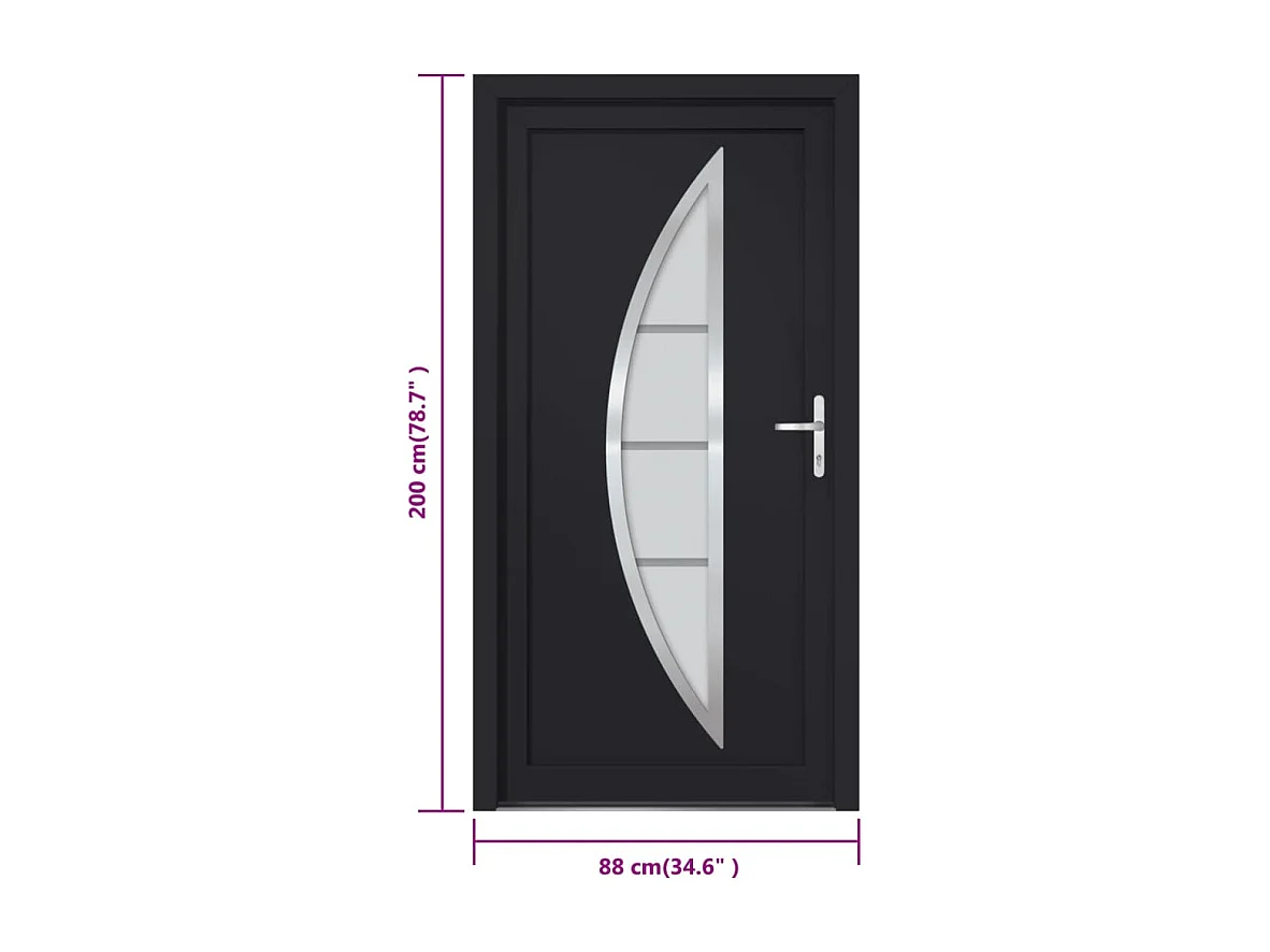 Porte d'entrée anthracite 88x200 cm PVC