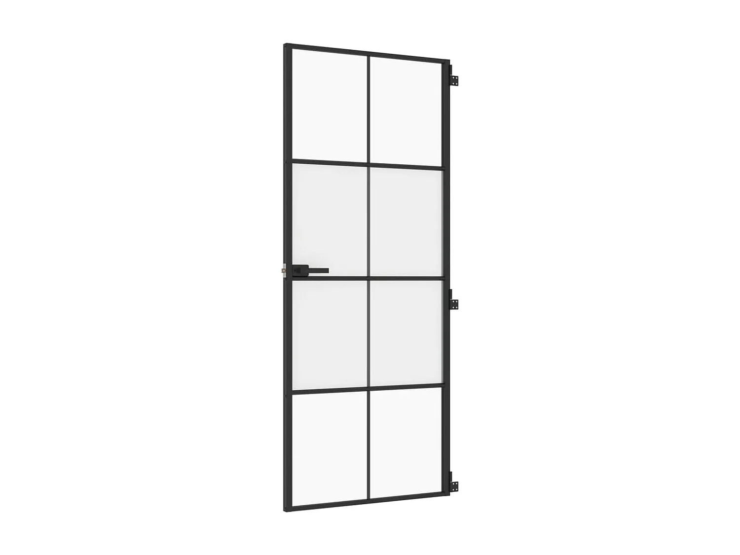 Porta da interno Thin nera 83x201,5 cm vetro temperato alluminio