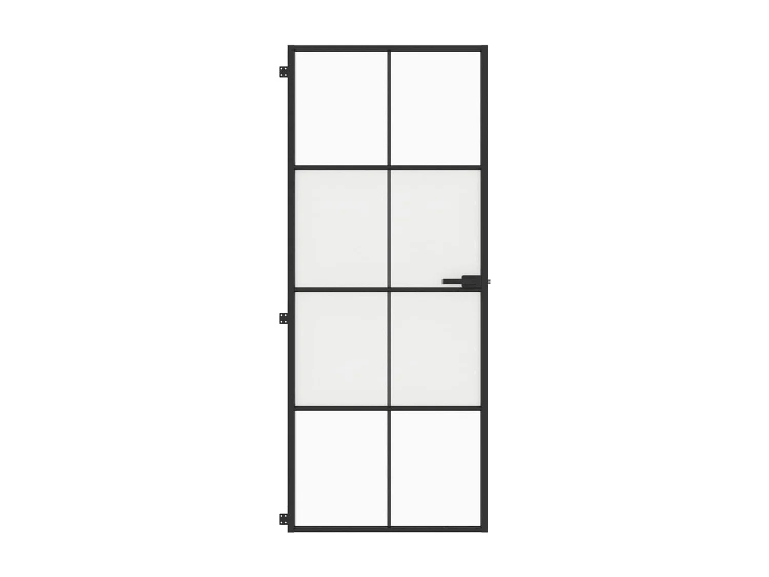 Porta da interno Thin nera 83x201,5 cm vetro temperato alluminio