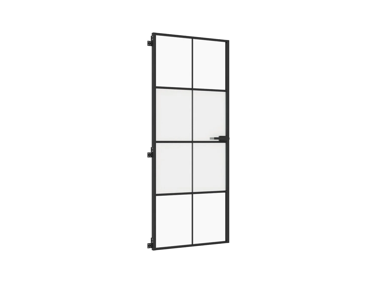 Porta da interno Thin nera 83x201,5 cm vetro temperato alluminio