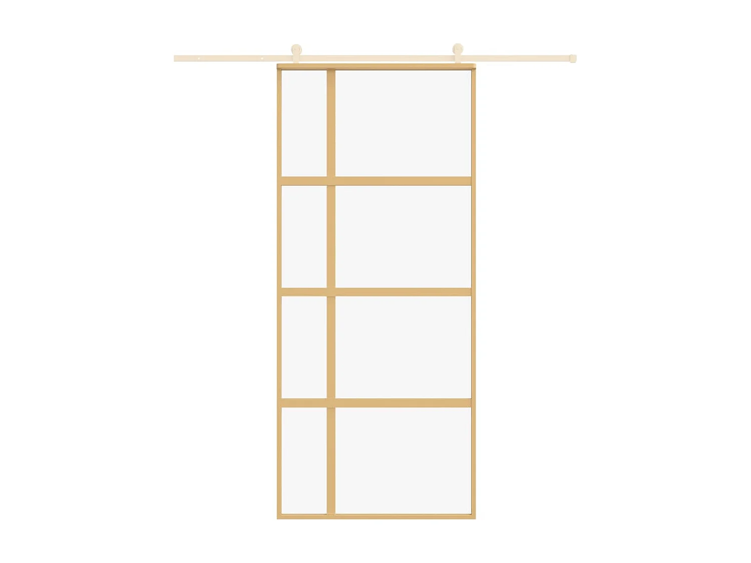 Porta de correr dourada 90x205 cm vidro ESG transparente e alumínio