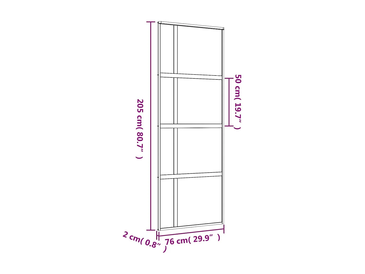 Puerta corredera dorada 76x205 cm cristal ESG transparente y aluminio