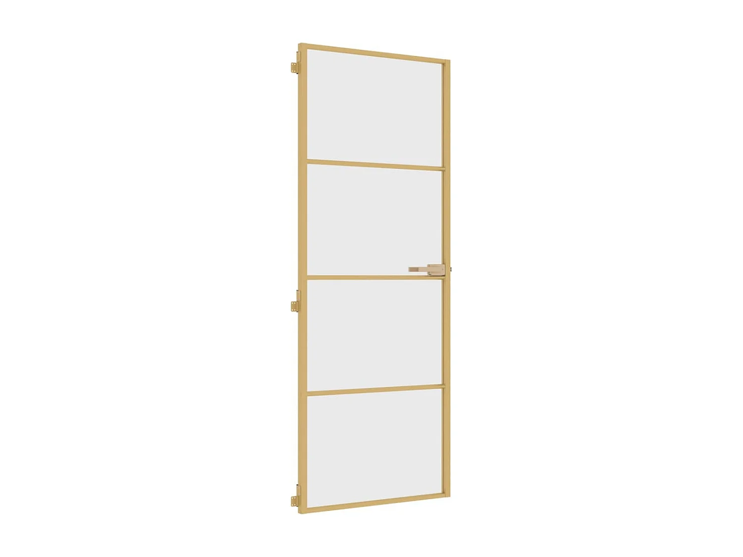 Dunne gouden binnendeur 76x201,5 cm gehard glas aluminium