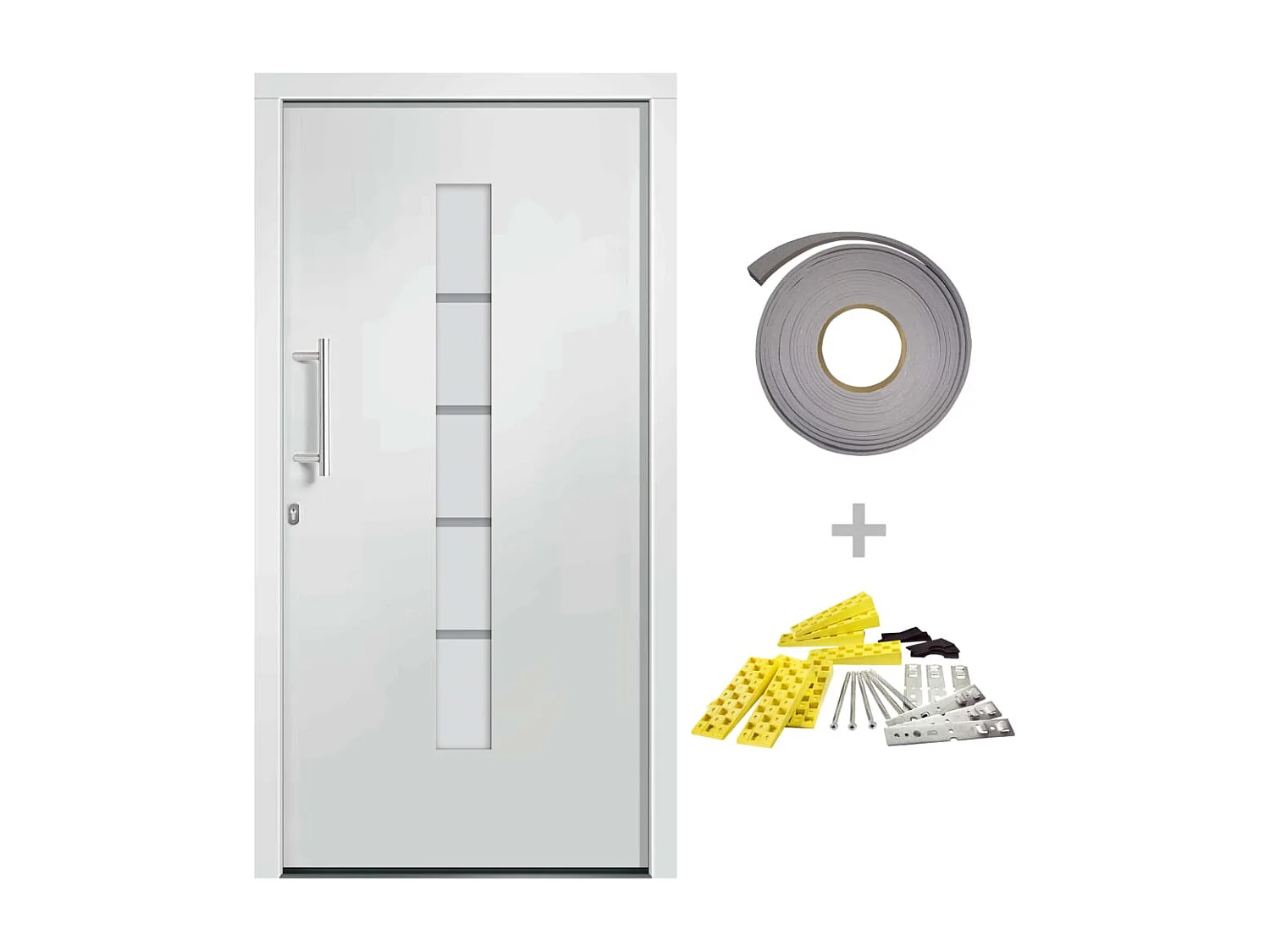 Porta d'ingresso Alluminio e PVC Bianca 110x210 cm