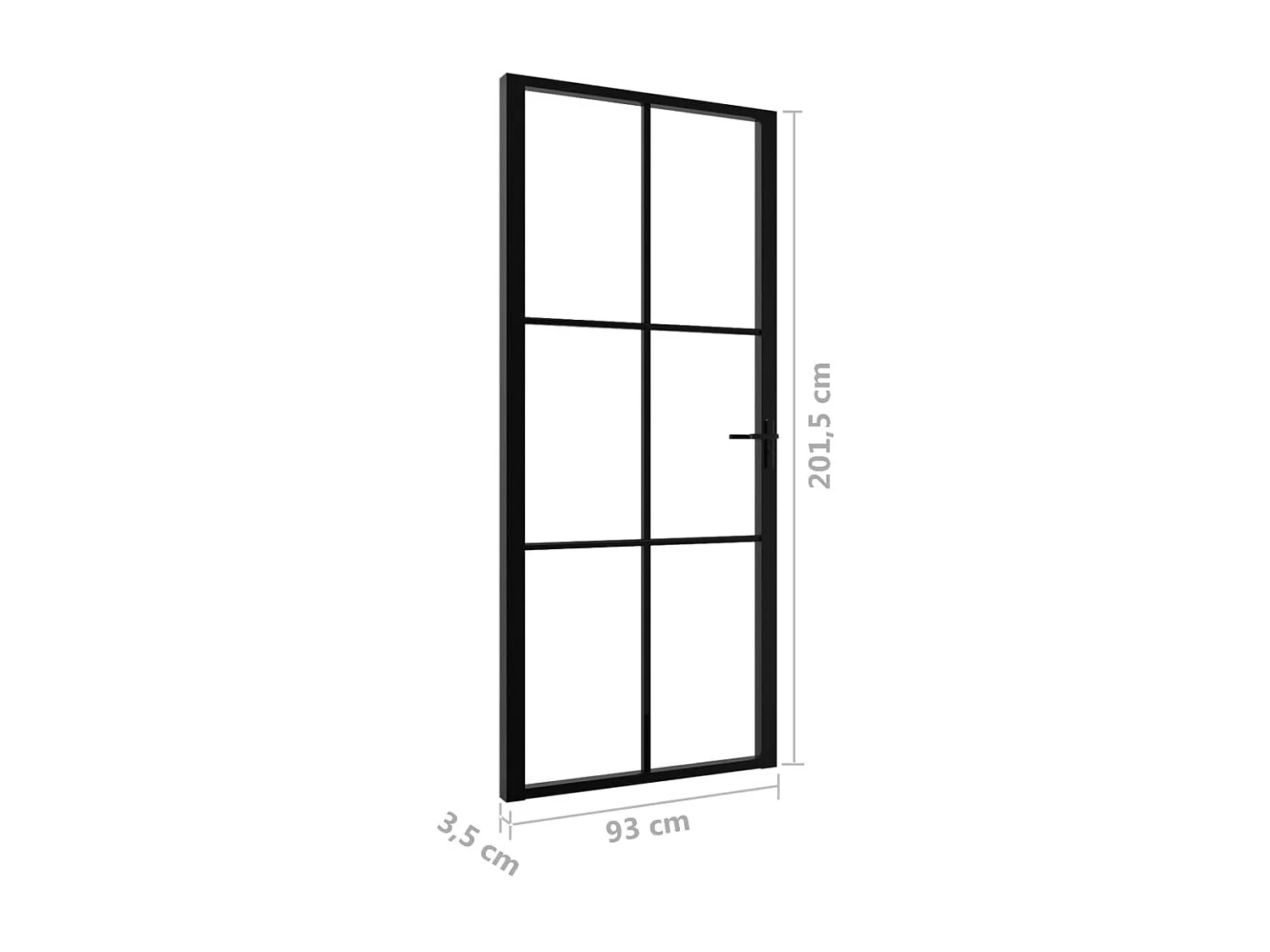 Puerta interior ESG cristal y aluminio 93x201,5 cm Negro