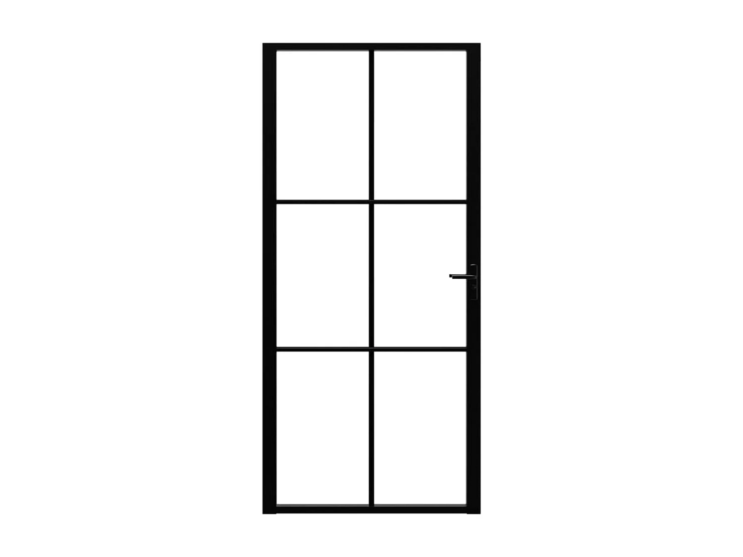 Binnendeur ESG glas en aluminium 93x201,5 cm Zwart