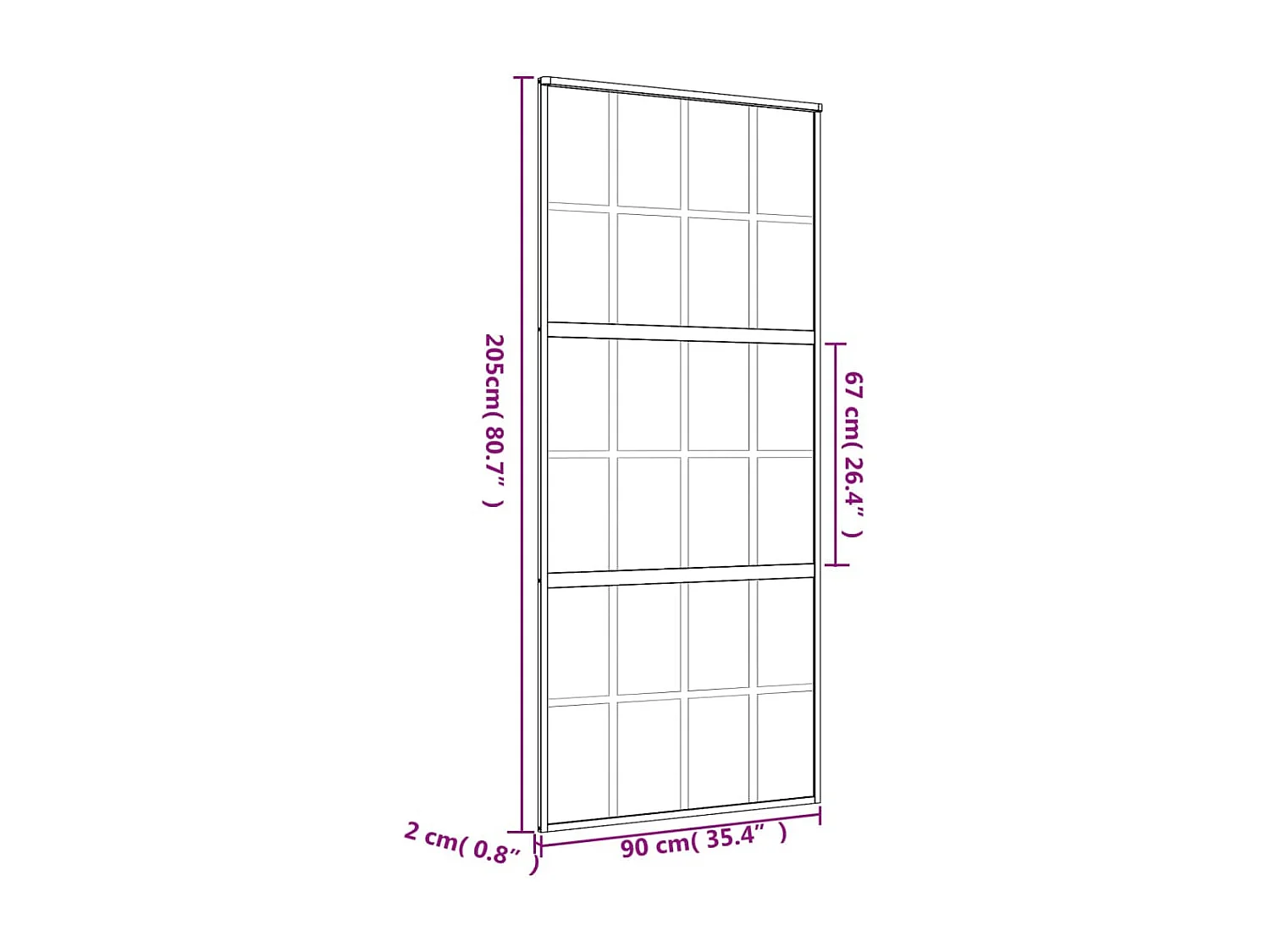 Porte coulissante doré 90x205 cm verre ESG clair et aluminium