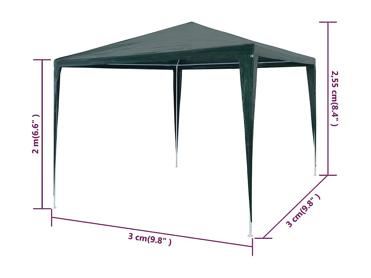 Tente de réception 3x3 m PE Vert