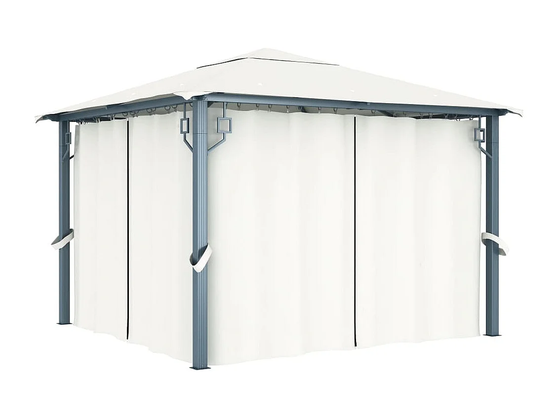 Gazebo con Tenda 300 x 300 cm Crema Alluminio