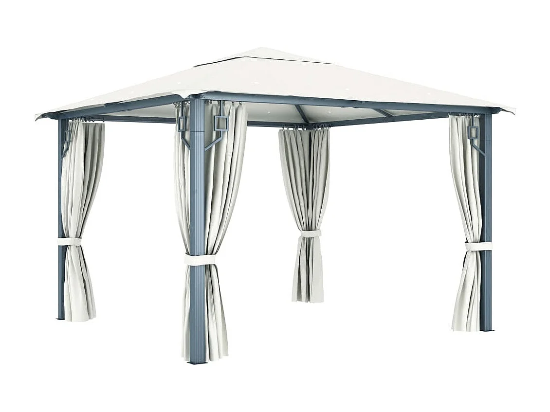 Gazebo con Tenda 300 x 300 cm Crema Alluminio