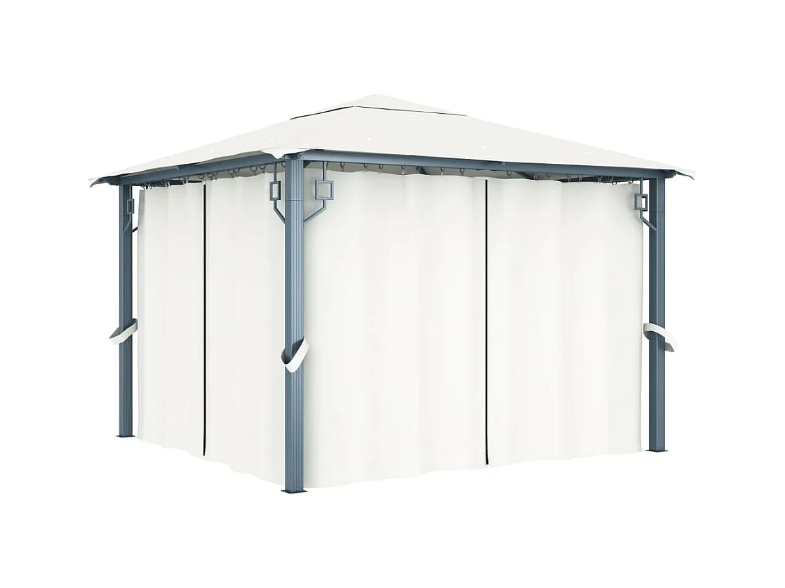 Tonnelle avec rideau 300x300 cm Crème Aluminium