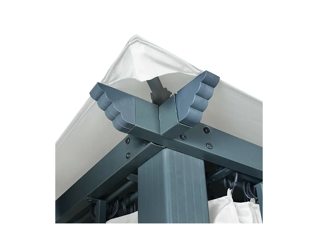 Cenador con cortina color crema aluminio 300x300 cm