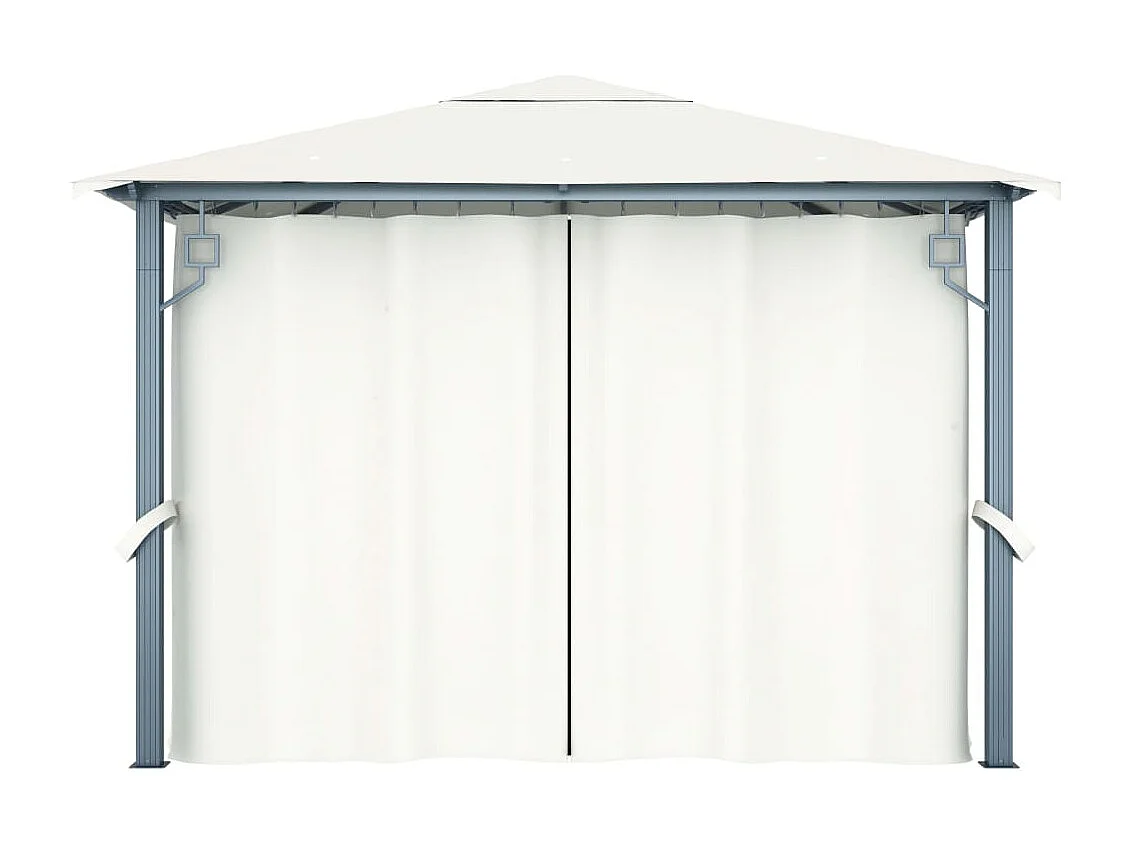 Tonnelle avec rideau 300x300 cm Crème Aluminium