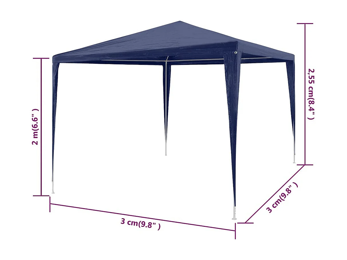 Tonnelle de jardin Tente de réception Chapiteau Bleu 3x3m