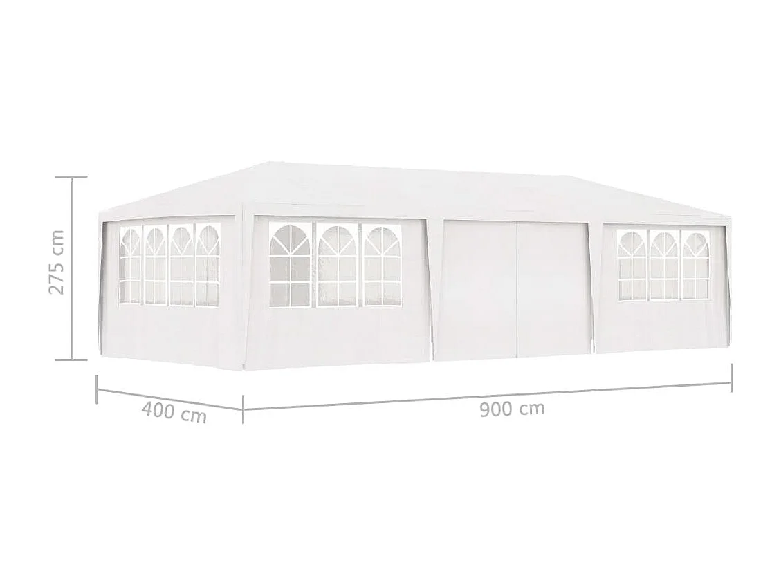 Tente de réception avec parois latérales 4x9 m Blanc 90 g/m²