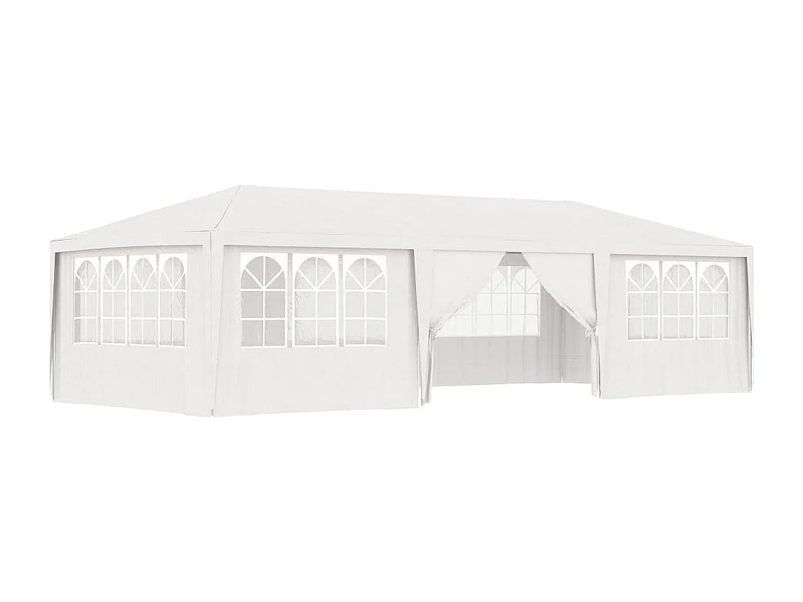 Tente de réception avec parois latérales 4x9 m Blanc 90 g/m²