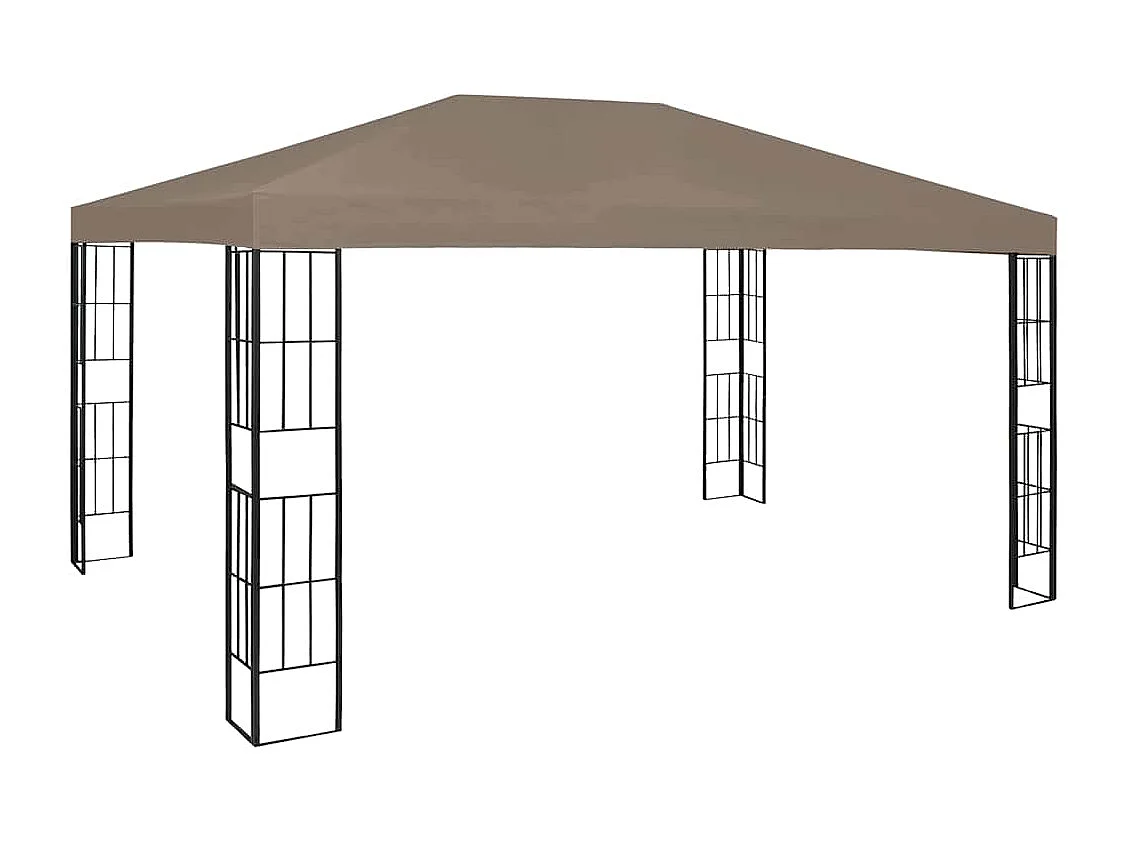 Prieel met LED-lichtslinger 4x3 m taupe