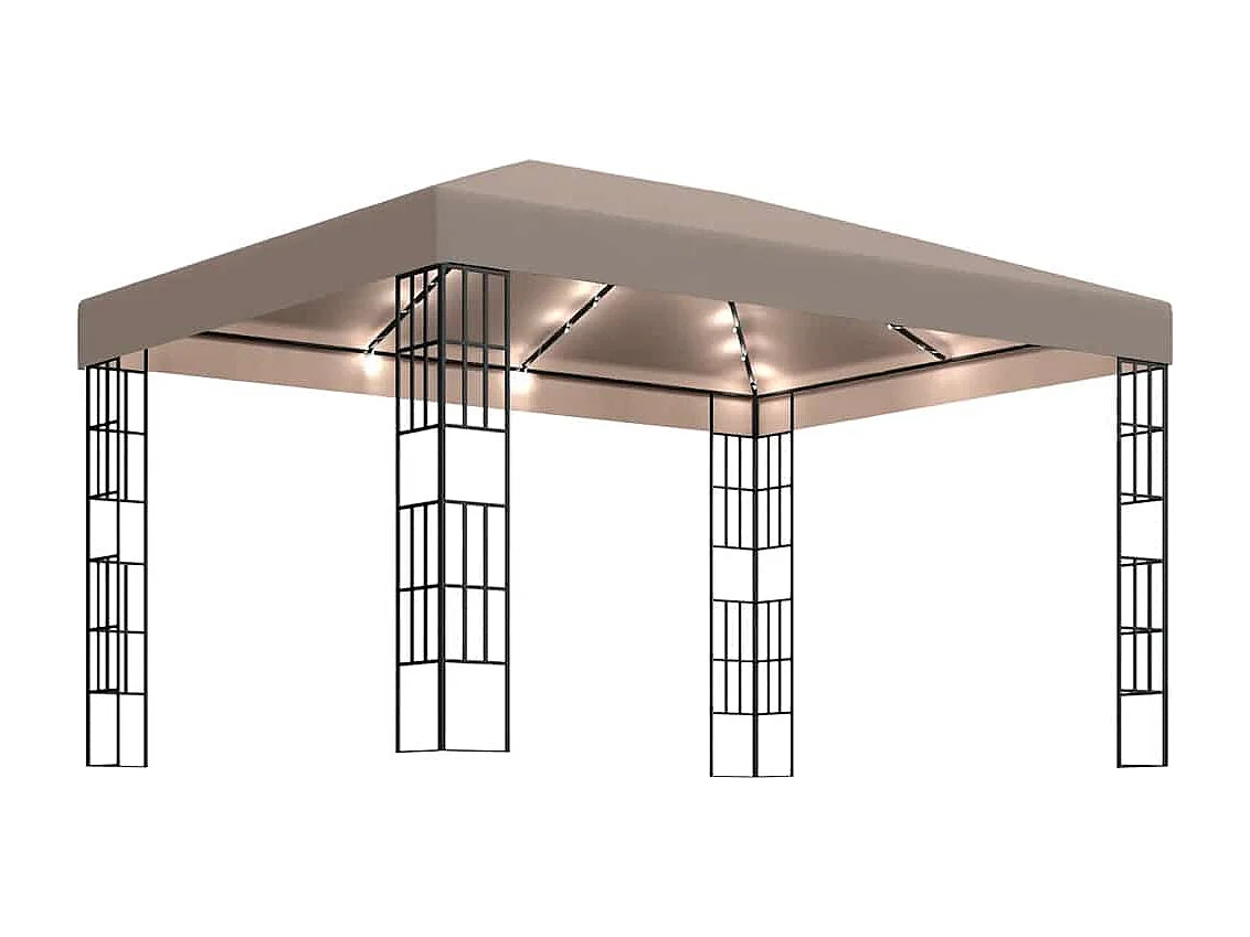 Tonnelle avec guirlande lumineuse à LED 4x3 m Taupe