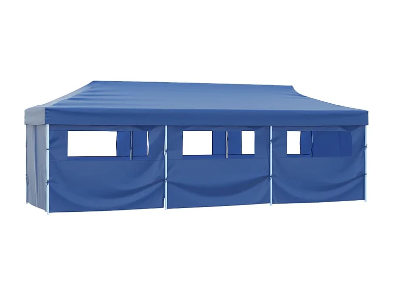 Tente de réception pliable avec 8 parois 3x9 m Bleu