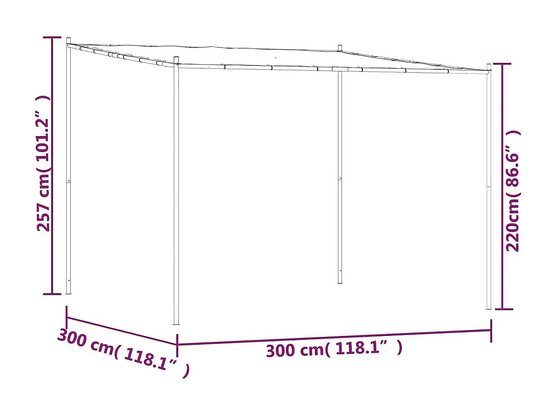 Belvédère blanc 3x3 m 180 g/m² tissu et acier