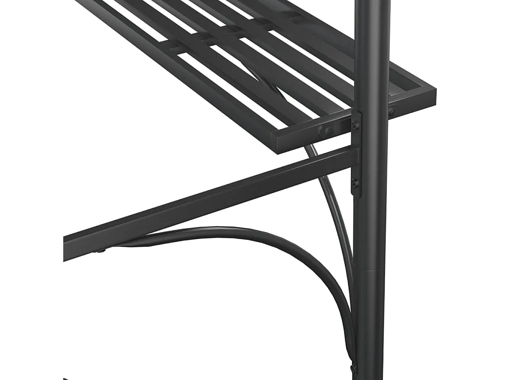 Gazebo BBQ et étagères latérales anthracite 220x115x230cm acier