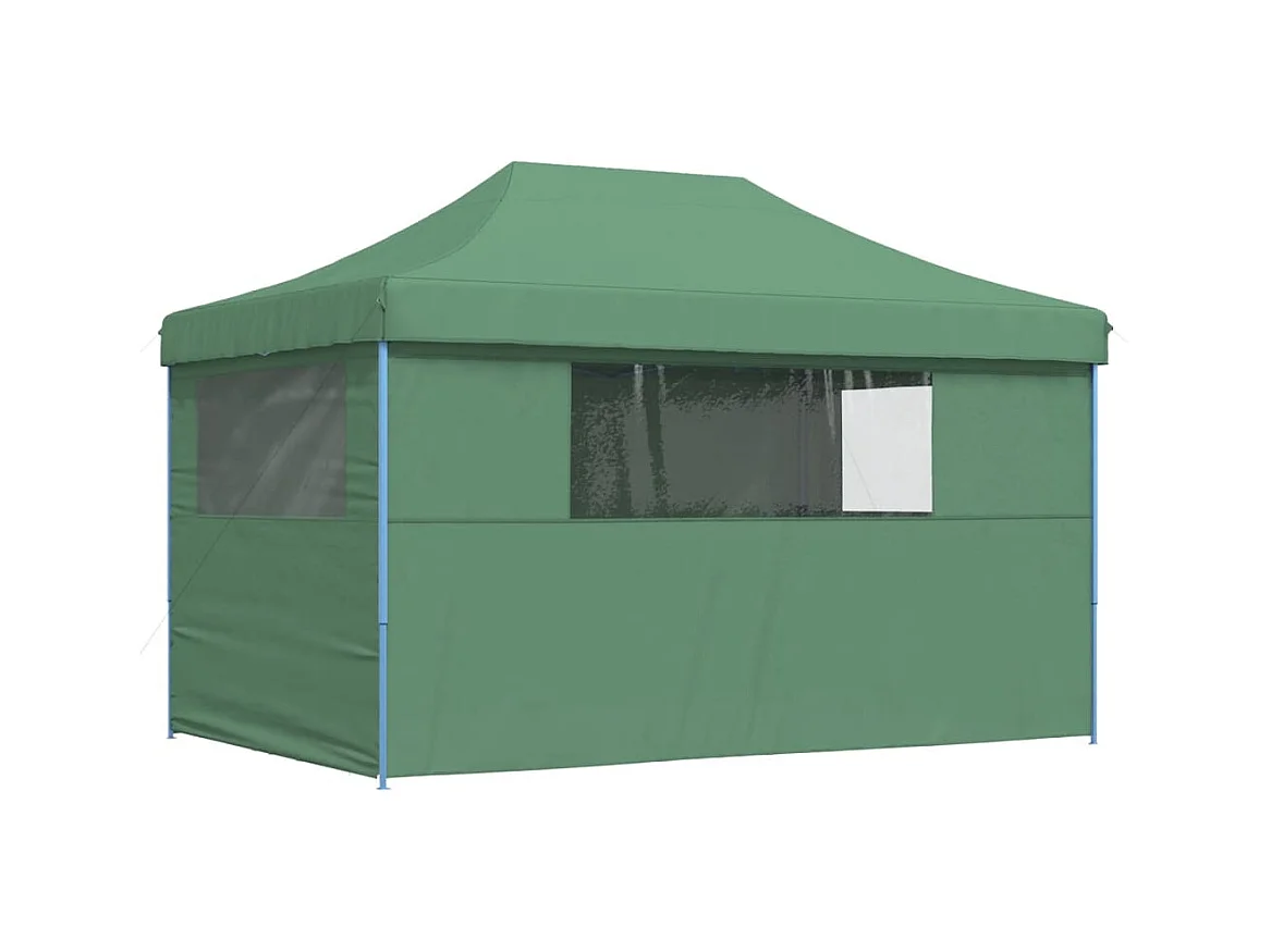 Tienda de fiesta plegable Pop-Up con 4 paredes laterales verde