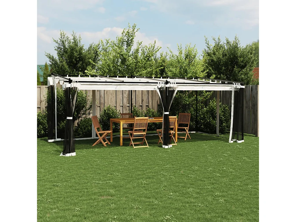 Tonnelle avec parois en filet crème 6x3 m acier