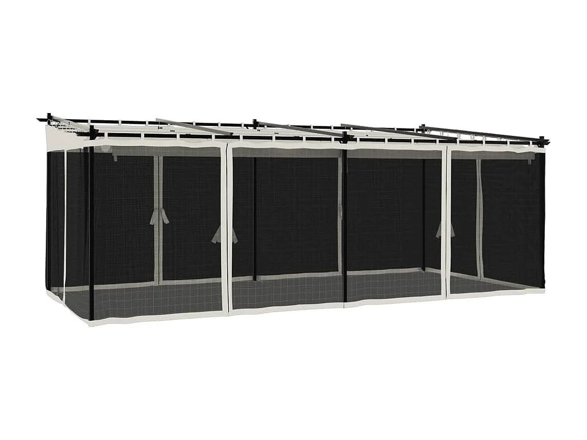 Tonnelle avec parois en filet crème 6x3 m acier