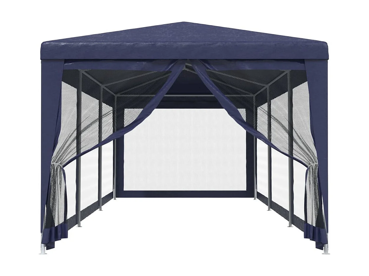 Tente de fête avec 8 parois latérales en maille Bleu 3x9 m PEHD